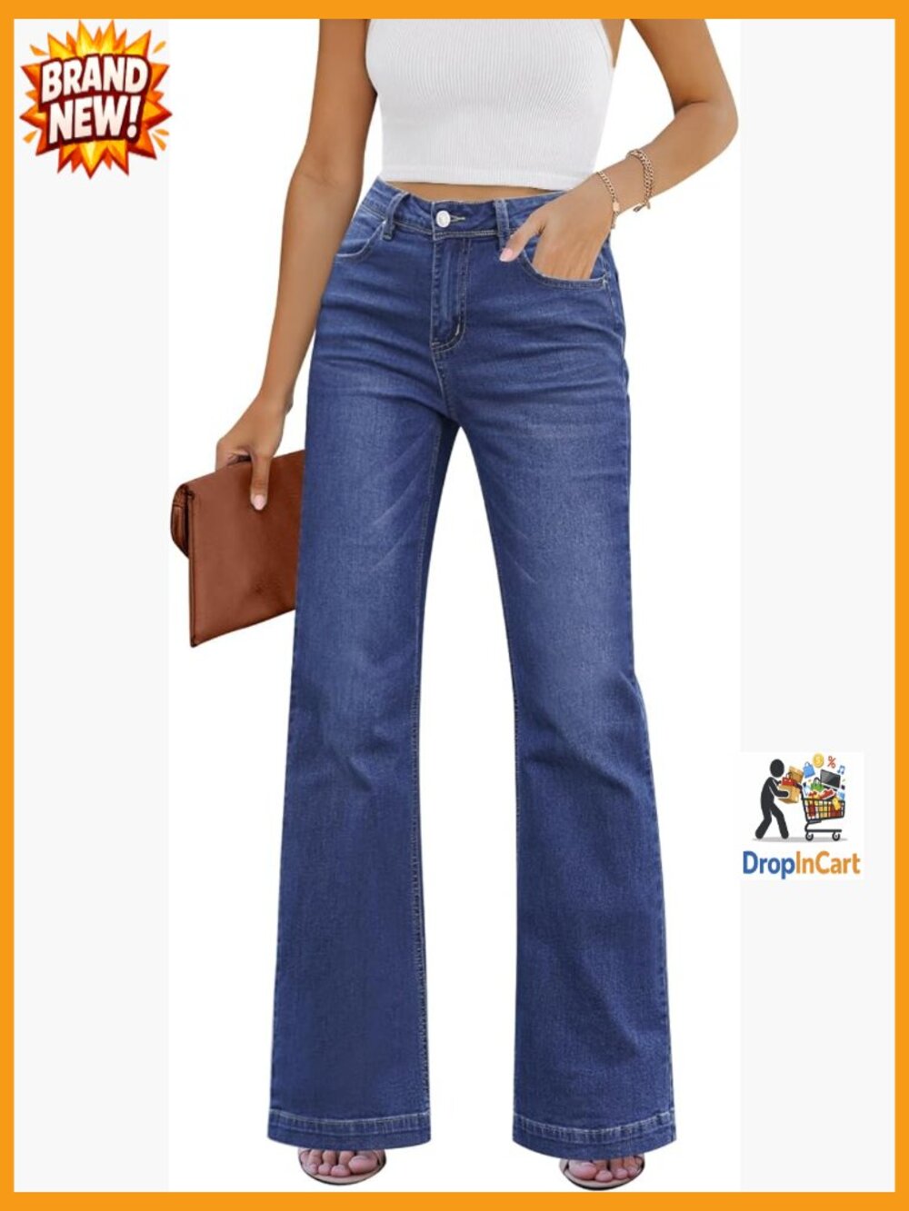 High Waisted Flare Jeans Wide Leg Baggy Stretch Denim Pants Y2K Trendy